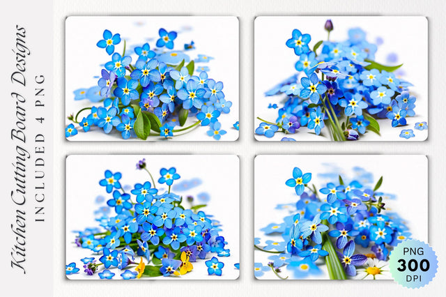 Forget Me Not flower Cutting Board PNG Design Sublimation Regulrcrative 