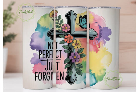 Forgiven Cross Tumbler Wrap Sublimation PixelChick 