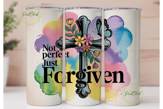 Forgiven Cross Tumbler Wrap Sublimation PixelChick 
