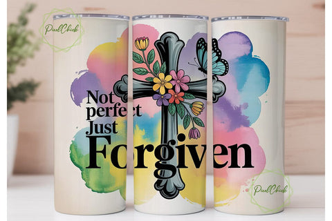 Forgiven Cross Tumbler Wrap Sublimation PixelChick 