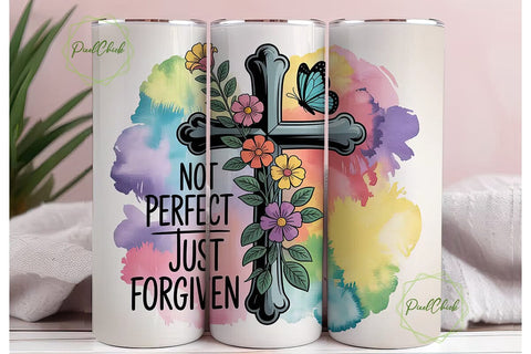 Forgiven Cross Tumbler Wrap Sublimation PixelChick 