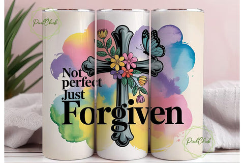 Forgiven Cross Tumbler Wrap Sublimation PixelChick 