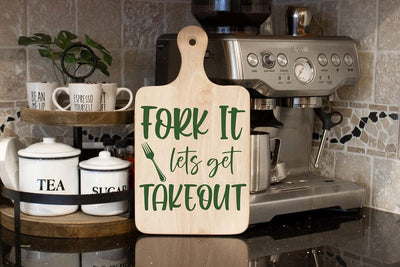 Fork It Let's Get Takeout SVG - Funny Kitchen Sign Cut File PNG DXF EPS - Sarcastic Cooking Quote SVG Silhouette School Blog Design Shop 
