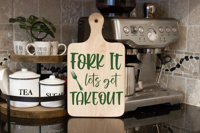 Fork It Let's Get Takeout SVG - Funny Kitchen Sign Cut File PNG DXF EPS - Sarcastic Cooking Quote SVG Silhouette School Blog Design Shop 