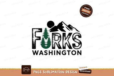 Forks Washington Logo Design Vector Graphic Sublimation Designangry 