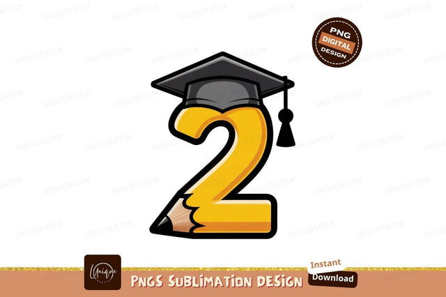 Format: Title: Yellow Pencil Graduation Cap Number Sublimation Designangry 