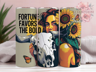 Fortune Favors Bold 20oz Tumbler, Fortune Favors The Bold Quote, Western Cowgirl Wrap, Rustic Cowgirl Sublimation, 20oz Tumbler Wrap, Sublimation Design PNG, Country Western Gift Sublimation Li Zamperini 