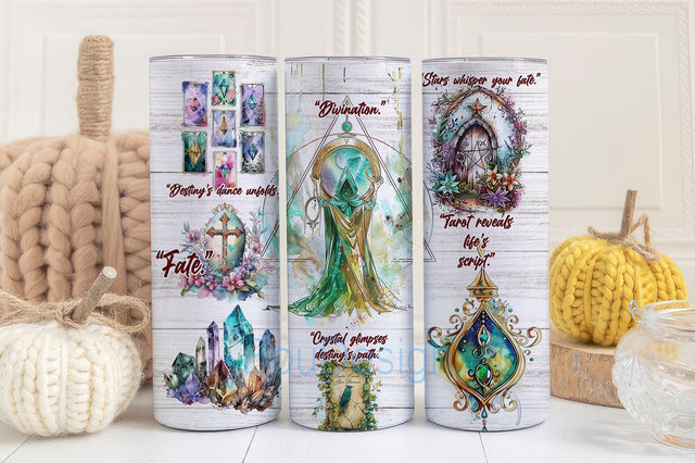 Fortune Telling Psychic Life Tumbler Wrap PNG Tarot Divination Sublimation Designs Print Clip Art Download Sublimation BouDesign 