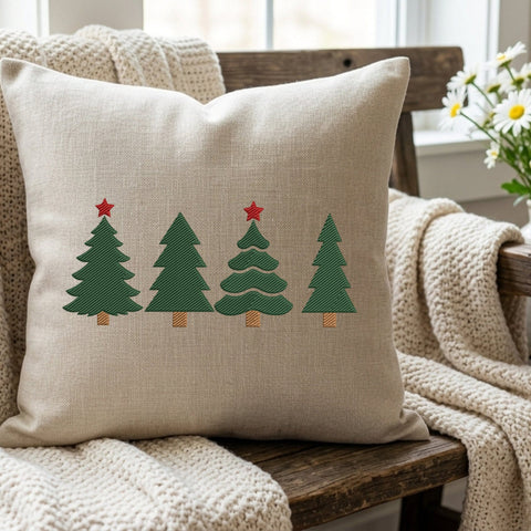 Four Christmas Trees Embroidery Design – Minimalist Pine Trees Holiday Machine Embroidery File Embroidery/Applique DESIGNS PatternFeed8 