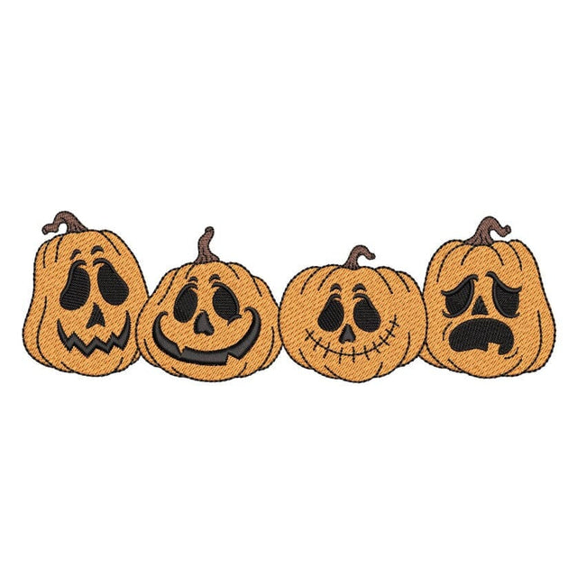 Four Halloween Pumpkins Embroidery Design, Autumn Embroidery File, 3 sizes, Instant Download Embroidery/Applique DESIGNS Nino Nadaraia 