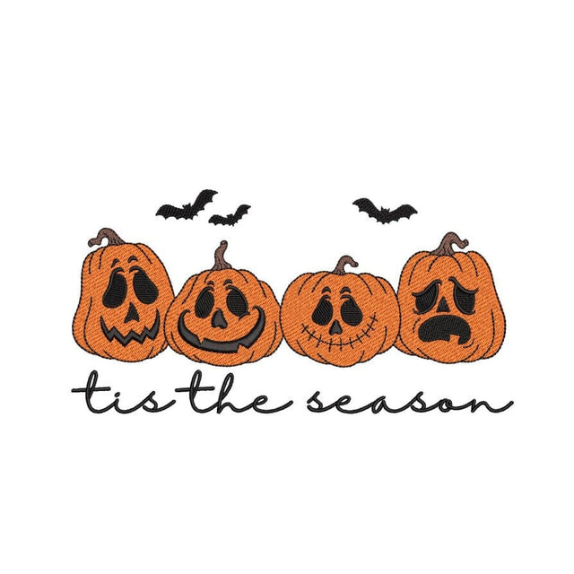 Four Halloween Pumpkins Embroidery Design, Tis the Season Autumn Embroidery File, 3 sizes, Instant Download Embroidery/Applique DESIGNS Nino Nadaraia 