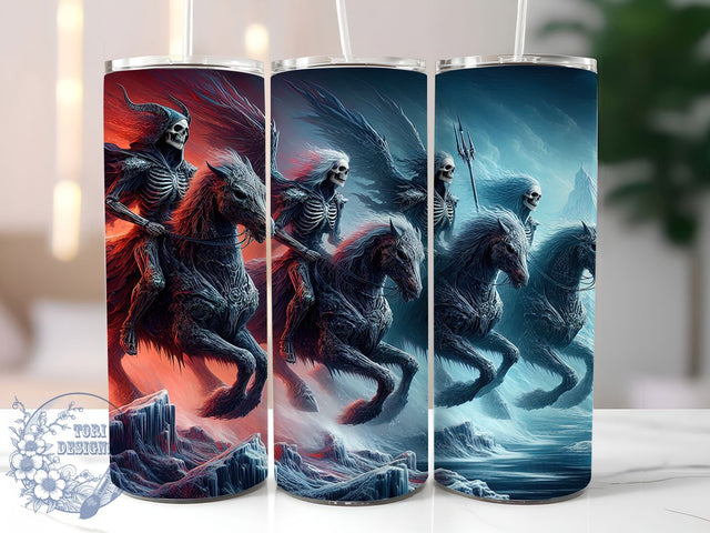 Four Horsemen Apocalypse 20oz Fantasy Tumbler, Apocalypse Tumbler Wrap, Dark Fantasy Cup, 20oz Sublimation Design, Gothic Horsemen Mug, Mythical War Tumbler, End Times Art PNG Sublimation ToriDesigns 