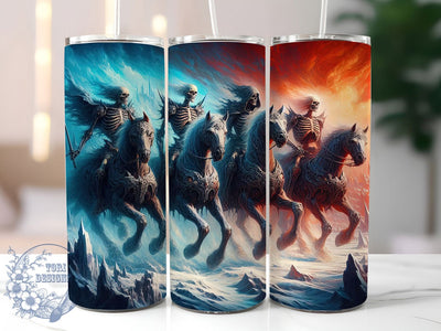 Four Horsemen Apocalypse 20oz Fantasy Tumbler, Apocalypse Tumbler Wrap, Dark Fantasy Cup, 20oz Sublimation Design, Gothic Horsemen Mug, Mythical War Tumbler, End Times Art PNG Sublimation ToriDesigns 