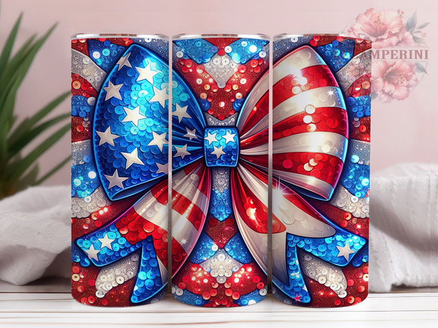 Fourth of July American Flag Bow Tumbler Wrap, Fourth Of July Wrap, Flag Bow PNG, 20oz Sublimation Design, Patriotic Cup Wrap, USA Bow Tumbler, Red White Blue Design Sublimation Li Zamperini 