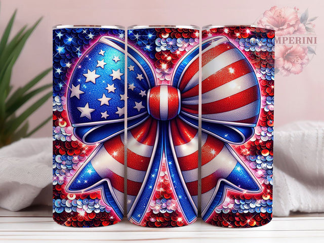 Fourth of July American Flag Bow Tumbler Wrap, Fourth Of July Wrap, Flag Bow PNG, 20oz Sublimation Design, Patriotic Cup Wrap, USA Bow Tumbler, Red White Blue Design Sublimation Li Zamperini 