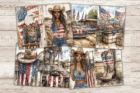 Fourth of July Junk Journal Page | Vintage Patriotic Collage SVG GlamArtZhanna 