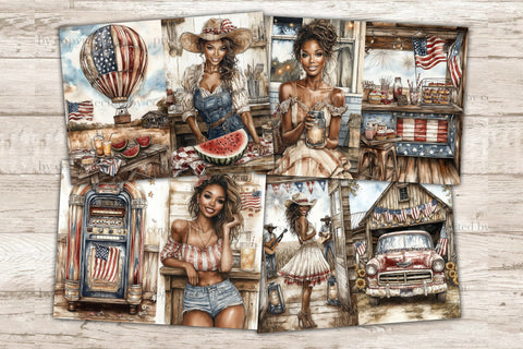 Fourth of July Junk Journal Page | Vintage Patriotic Collage SVG GlamArtZhanna 