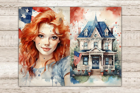 Fourth Of July Junk Journal Pages | Patriotic Printable SVG GlamArtZhanna 