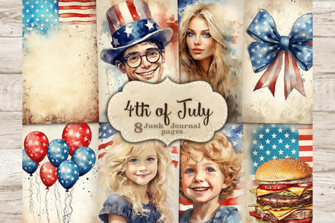 Fourth Of July Junk Journal Pages | Patriotic Printable SVG GlamArtZhanna 