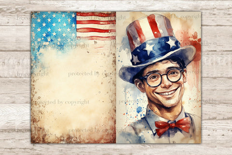 Fourth Of July Junk Journal Pages | Patriotic Printable SVG GlamArtZhanna 