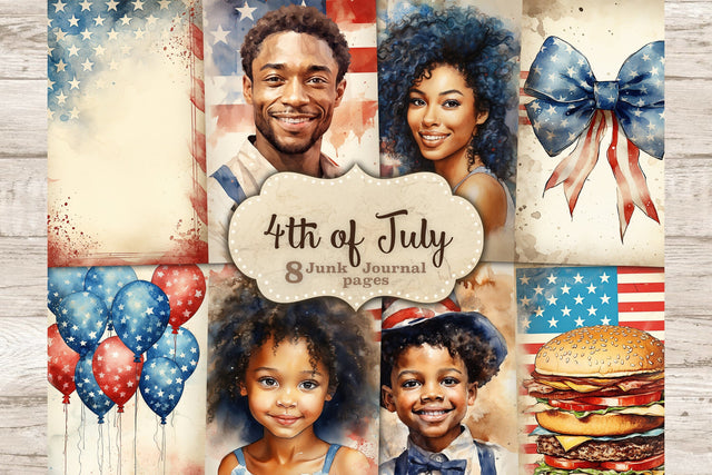 Fourth Of July Junk Journal Paper | 4th of July Printable SVG GlamArtZhanna 