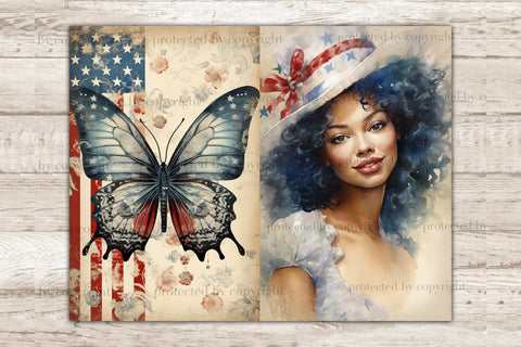 Fourth Of July Junk Journal Paper | 4th of July Printable SVG GlamArtZhanna 