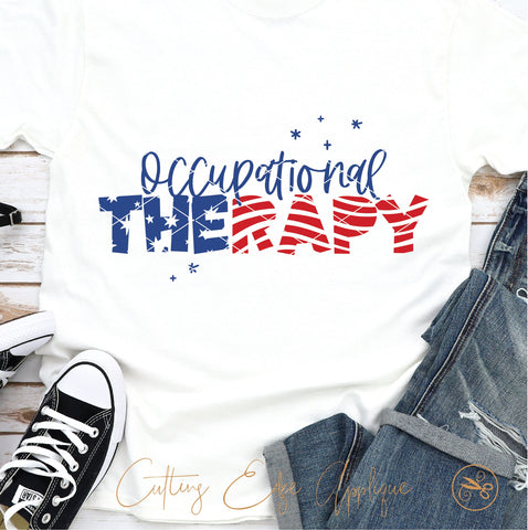 Fourth of July Occupational Therapy USA Flag SVG PNG DXF SVG Cutting Edge Applique 