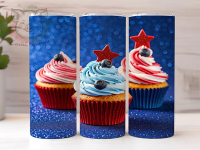 Fourth of July Patriotic Cupcakes Tumbler, Patriotic Cupcakes Tumbler, 20oz Tumbler Wrap, Sublimation Drinkware, Independence Day Gift, Red White Blue Tumbler, Summer Party Cup Sublimation Lara' s Designs 