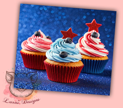 Fourth of July Patriotic Cupcakes Tumbler, Patriotic Cupcakes Tumbler, 20oz Tumbler Wrap, Sublimation Drinkware, Independence Day Gift, Red White Blue Tumbler, Summer Party Cup Sublimation Lara' s Designs 