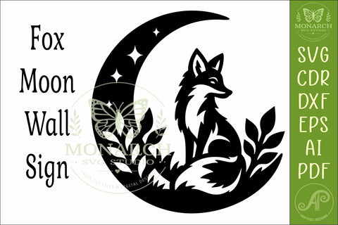 Fox and Moon Wall Art SVG, Woodland Fox Laser Cut Design SVG APInspireddesigns 