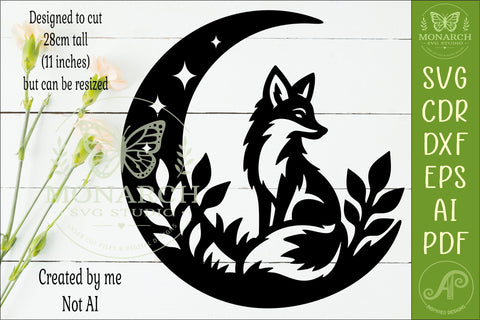 Fox and Moon Wall Art SVG, Woodland Fox Laser Cut Design SVG APInspireddesigns 