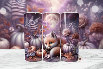 Fox and Pumpkin Tumbler Wrap – Fall Sublimation PNG Sublimation BijouBay 