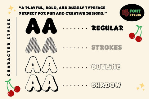 Fox Cerise : 4 Font Styles Font Fox7 By Rattana 