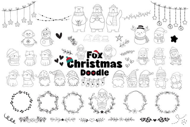 Fox Christmas Doodle Dingbat Font Font Fox7 By Rattana 