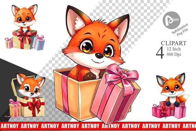 Fox Clipart Gift Sublimation artnoy 