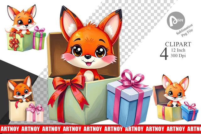 Fox Clipart Gift Sublimation artnoy 