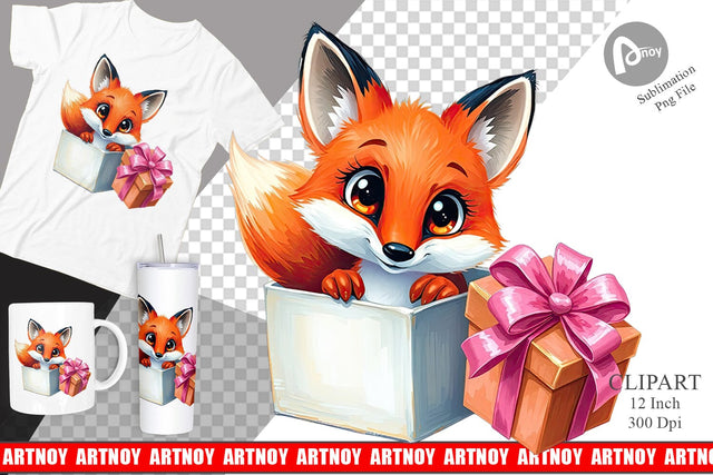 Fox Clipart Gift Sublimation artnoy 