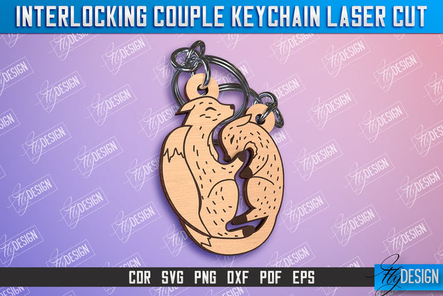 Fox Couple Keychain | Interlocking Couple Keychain Design | CNC Files SVG Fly Design 