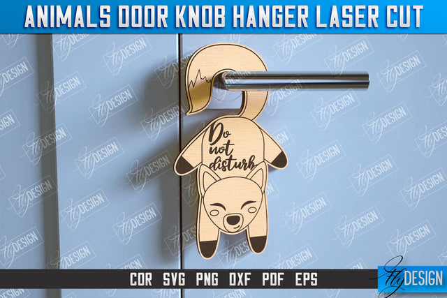 Fox Door Knob Hanger | Children's Room | Door Sign | Baby Animals | CNC File SVG Fly Design 