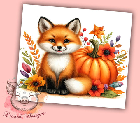 Fox Fall 20 oz Skinny Tumbler Sublimation Design, Straight & Tapered Tumbler Png, Baby Fox Country Tumbler Png, Digital Download PNG Sublimation Lara' s Designs 