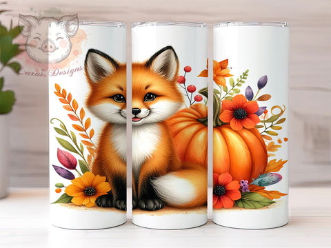Fox Fall 20 oz Skinny Tumbler Sublimation Design, Straight & Tapered Tumbler Png, Baby Fox Country Tumbler Png, Digital Download PNG Sublimation Lara' s Designs 