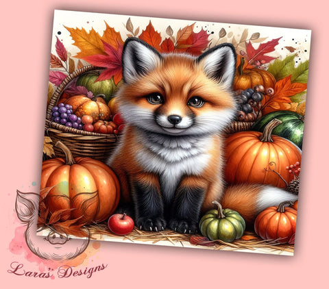 Fox Fall 20 oz Skinny Tumbler Sublimation Design, Straight & Tapered Tumbler Png, Fox in Autumn Fall Tumbler Png, Digital Download PNG Sublimation Lara' s Designs 