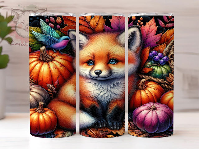 Fox Fall 20 oz Skinny Tumbler Sublimation Design, Straight & Tapered Tumbler Png, Fox in Autumn Fall Tumbler Png, Digital Download PNG Sublimation Lara' s Designs 