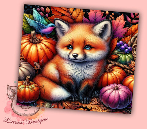 Fox Fall 20 oz Skinny Tumbler Sublimation Design, Straight & Tapered Tumbler Png, Fox in Autumn Fall Tumbler Png, Digital Download PNG Sublimation Lara' s Designs 