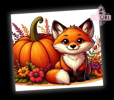 Fox Fall 20oz Tumbler Wrap Sublimation Design, Straight Tapered Tumbler Wrap, Baby Fox Country Tumbler Png, Instant Digital Download Sublimation SvggirlplusArt 