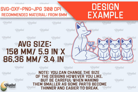 Fox Family Puzzle Laser Cut. Animals Puzzle SVG SVG Evgenyia Guschina 