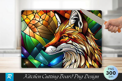 Fox Head Stained Glass Background Cutting Board Sublimation Regulrcrative 