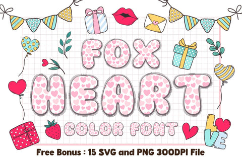Fox Heart Color Font Font Fox7 By Rattana 