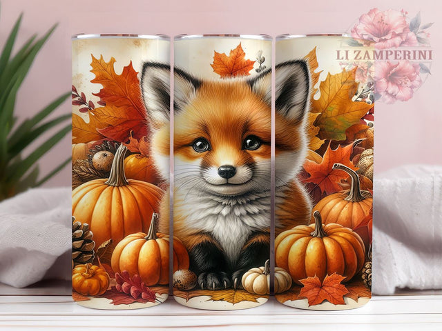 Fox in Autumn Fall 20oz Tumbler Wrap PNG, Animal Lover Tumbler PNG Sublimation Design, Straight & Tapered Tumbler Wrap, Instant Digital Download Sublimation Li Zamperini 
