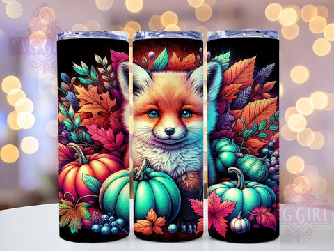 Fox in Autumn Fall 20oz Tumbler Wrap Sublimation Design, Straight Tapered Tumbler Wrap, Fox Lover Tumbler Png, Instant Digital Download Sublimation SvggirlplusArt 
